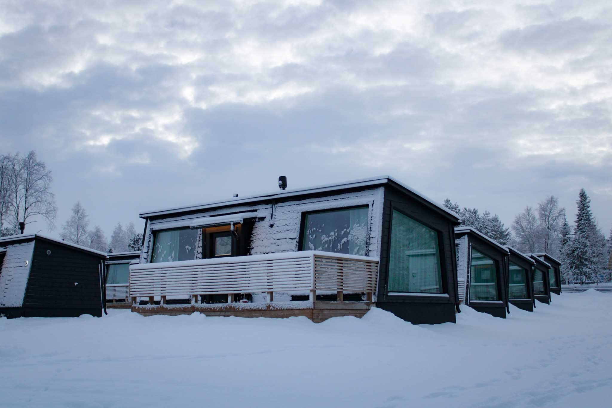 Inari Sauna Suite during winter in Inari Holiday Village, Lapland Finland.